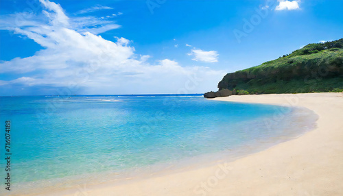 Image of the sea in Okinawa with a blue sky. © seven sheep