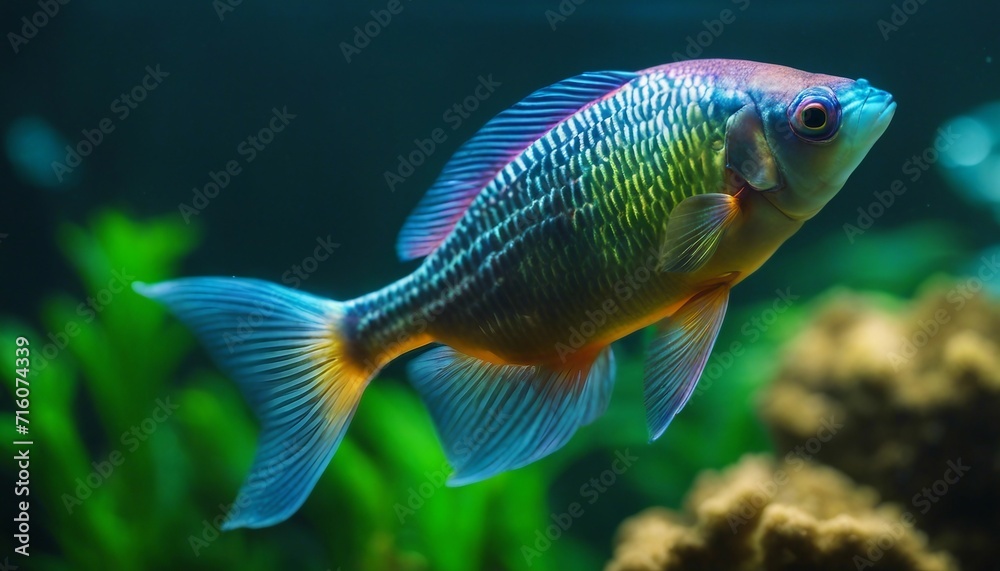 Rainbowfish Flashing Colors, a rainbowfish displaying its iridescent scales, the myriad of colors Rainbowfish Flashing Colors, a rainbowfish displaying its iridescent scales, the myriad of colors