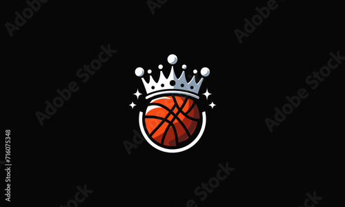 basket ball wearing crown vector logo design