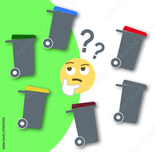 Questionnement sur le tri sélectif. Dans quelle poubelle mettre ses déchets.