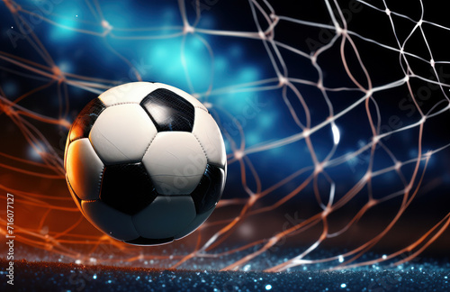 Celebrate the thrill of victory as the soccer ball scores the winning goal. This dynamic sports image. AI generative © tope007