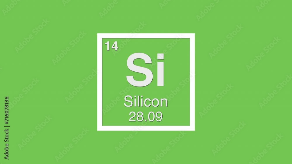 14 Silicon Si white title element graphic periodic table chroma green screen 14 Silicon Si white title element graphic periodic table chroma green screen