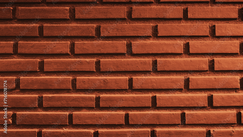 Fototapeta premium Old block brick wall background with reddish-brown gradient