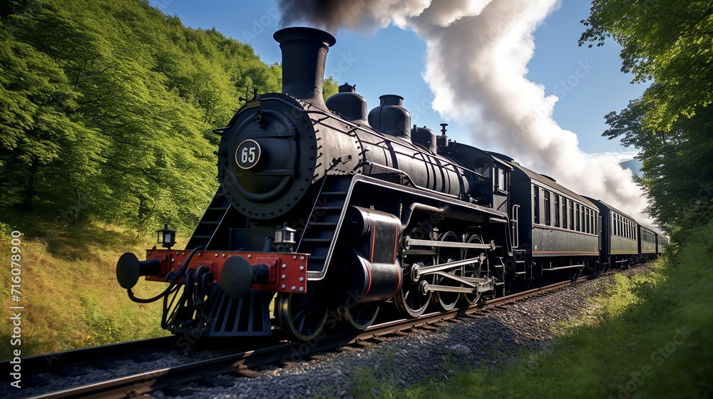 steam locomotive in a railway Heritage Event: A beautifully preserved steam locomotive