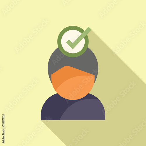 Approved candidate icon flat vector. Deal crew. Time staff cv head