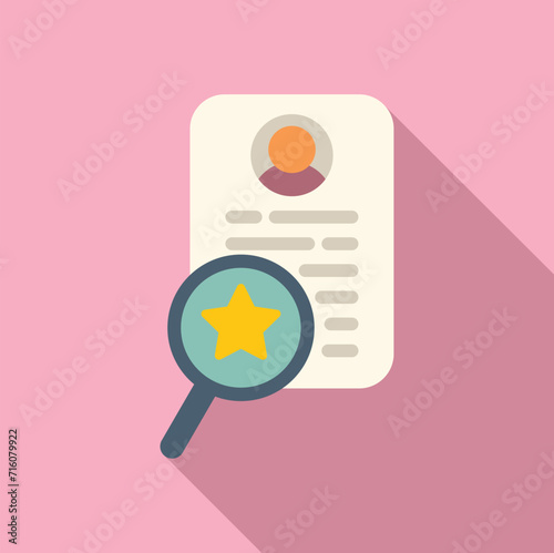 Search business person icon flat vector. Search team. Hr applicant cv
