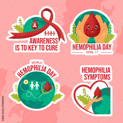 Hemophilia Day Label Flat Cartoon Hand Drawn Templates Background Illustration