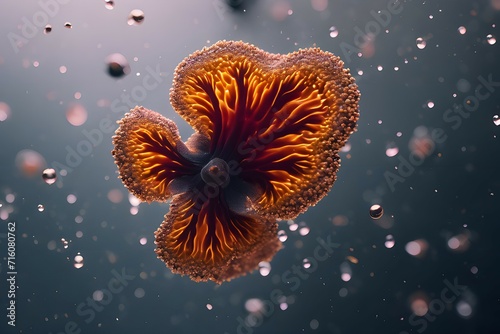 close up view of virus bacteria fungus with its host in the open air with humid air