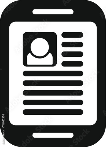 Tablet candidate person icon simple vector. Search human staff. Time cv