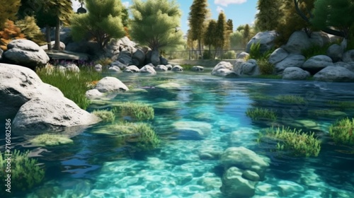 illustration of river pool piece of aquarium for very nice Ai Generative