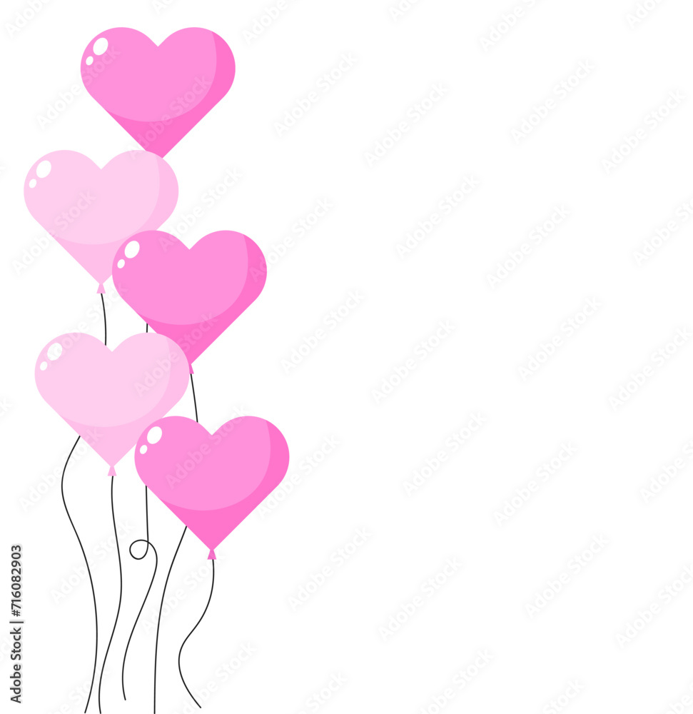 Cute heart shape balloons illustration vector