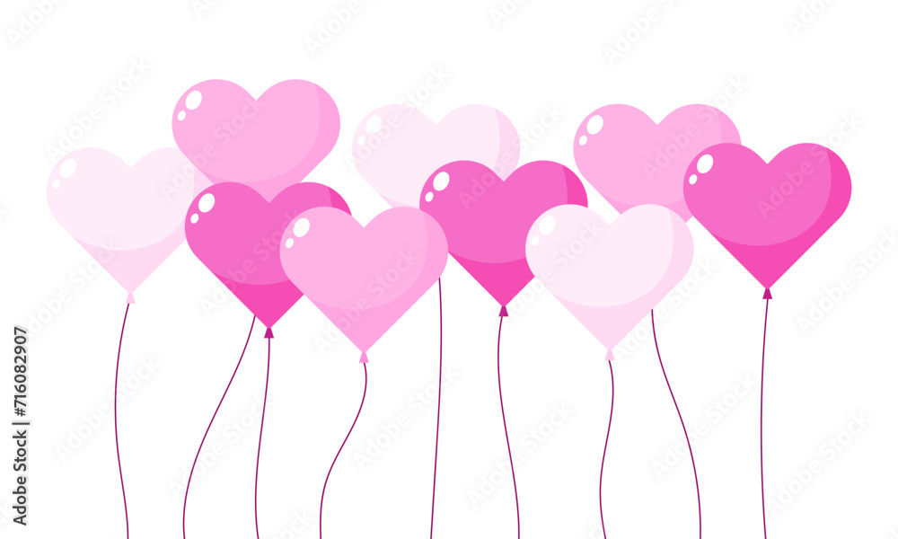 Pink heart balloon party decoration illustration vector