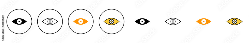 Eye icon set vector. Eye sign and symbol. Look and Vision icon.