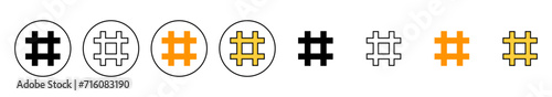 Hashtag icon set vector. hashtag sign and symbol