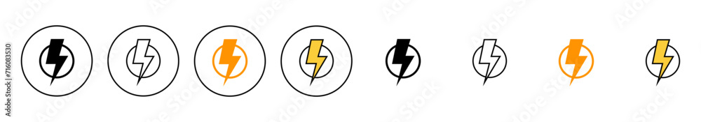 Lightning icon set vector. electric sign and symbol. power icon. energy sign Lightning icon set vector. electric sign and symbol. power icon. energy sign