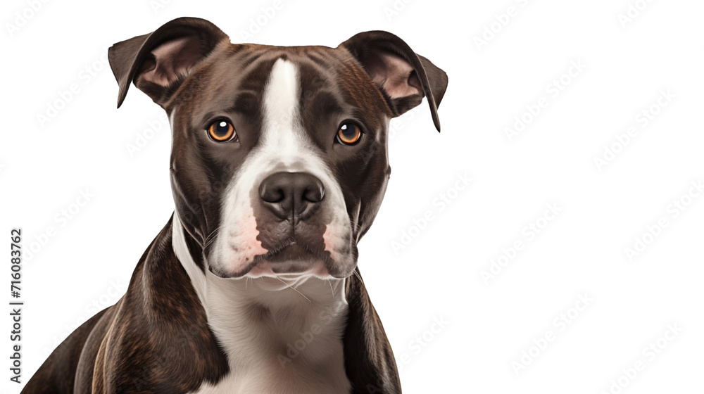 A dog posing for the camera on a white background.
