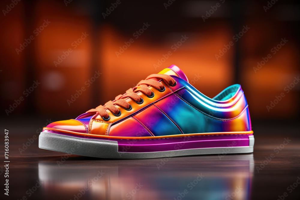 A mockup of a trendy sneaker design, representing creativity in fashion and footwear. Generative Ai. A mockup of a trendy sneaker design, representing creativity in fashion and footwear. Generative Ai.