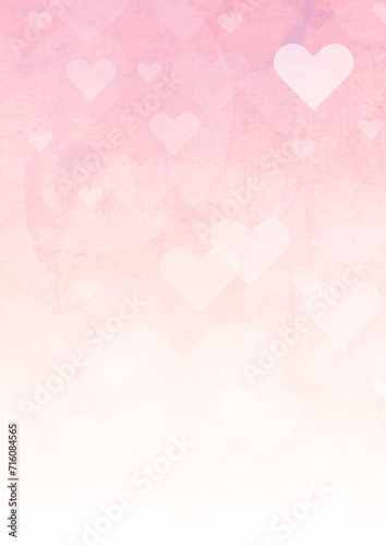 ハートが浮かぶかわいいピンク色の水彩風背景