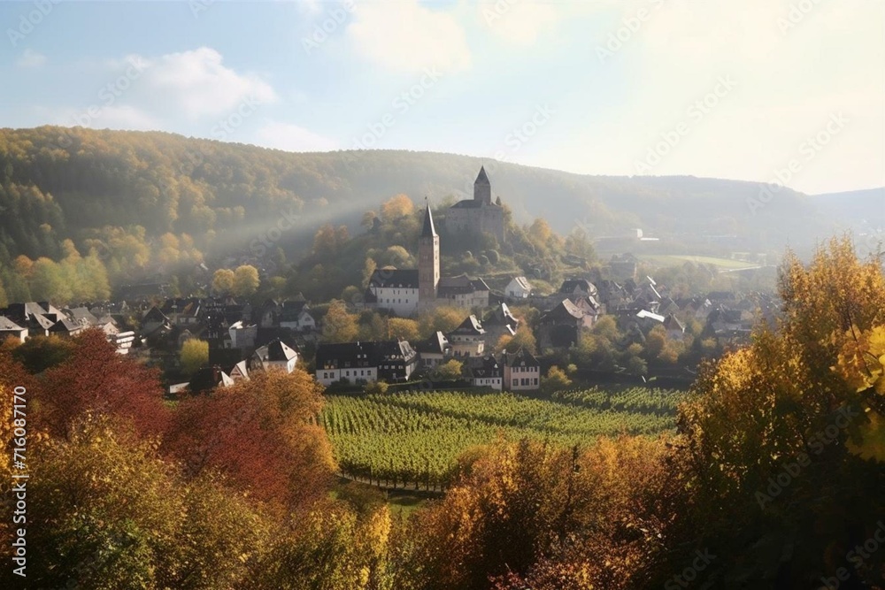 A scenic view of Runkel in Germany. Generative AI