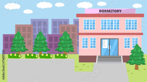 building dormitory for living in vector