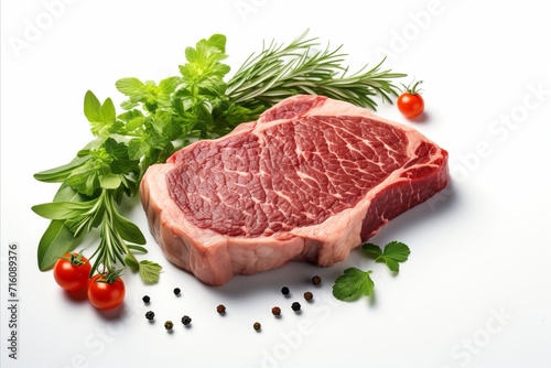 Prime cut beef meat isolated on clean white background for culinary and cooking concepts