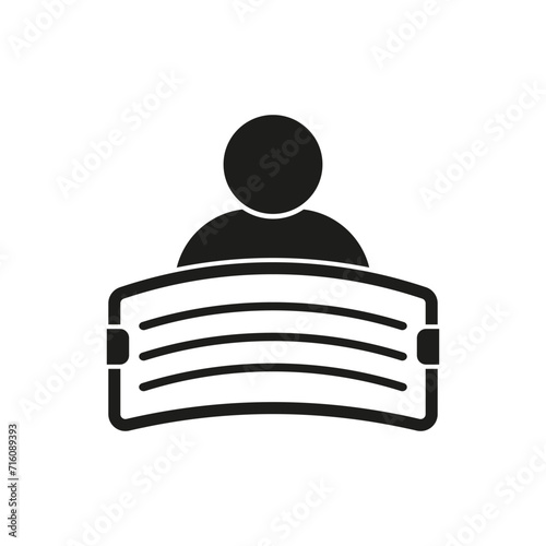 Man holding placard icon. Vector illustration. EPS 10.