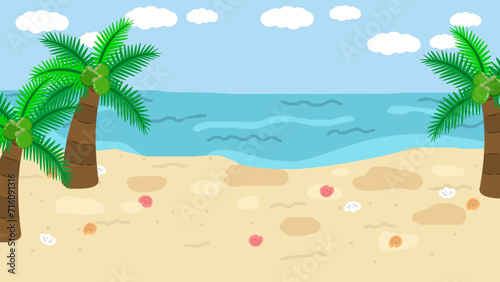 Relaxing sea and beach in vector