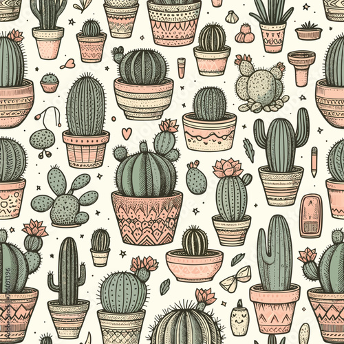 seamless pattern with cactus