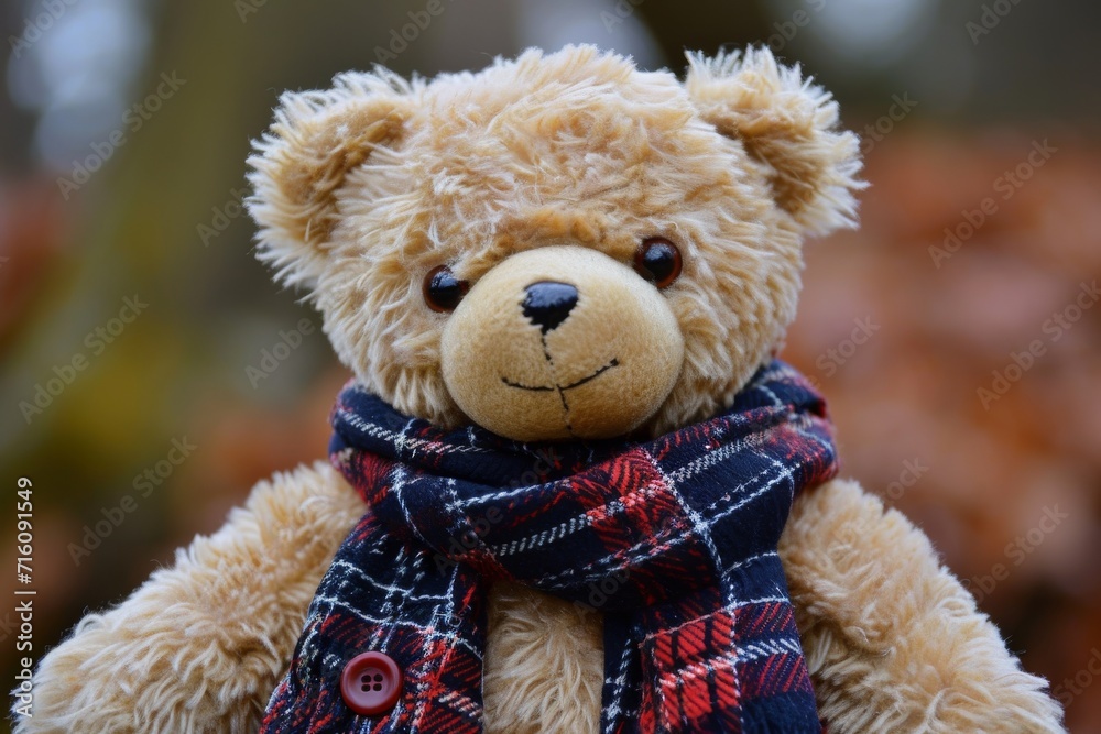 The bear is a stuffed toy The bear is a stuffed toy
