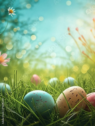 Easter Poster design, realistic, HD, copy space - generative ai