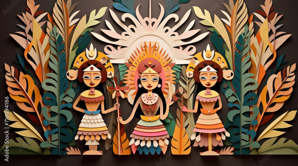 Fototapeta premium Gawai Dayak - Sarawak, Malaysia (Harvest festival) made in paper cut craft