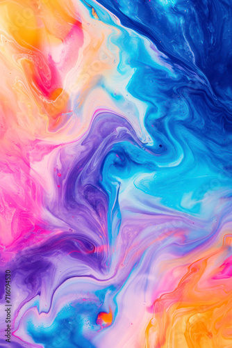 Vertical Colorful abstract painting background. Liquid marbling paint background. Fluid painting abstract texture. Intensive colorful mix of acrylic vibrant colors.
