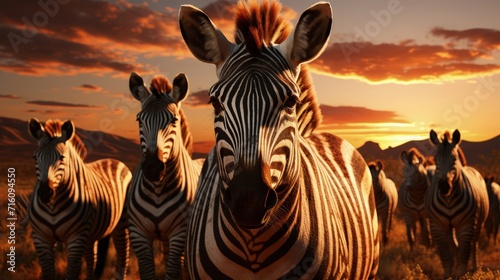 Zebras in the African grasslands