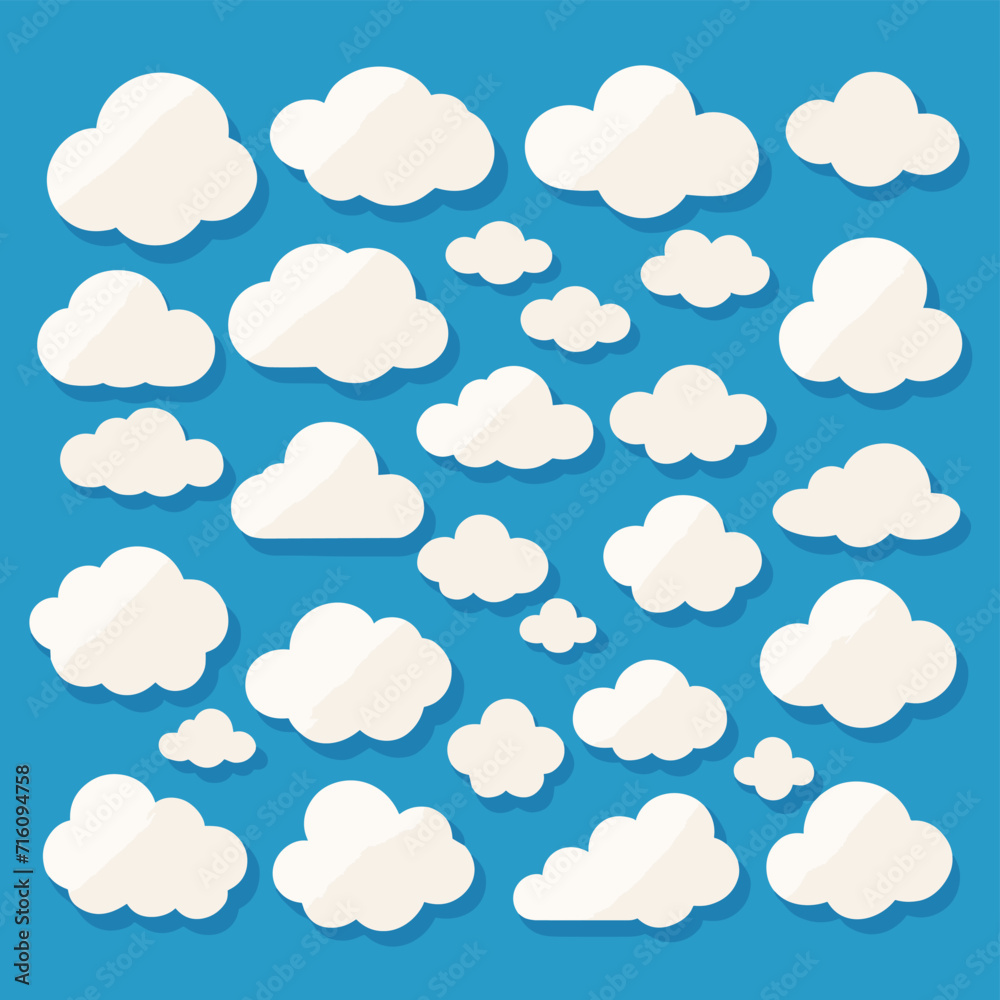 Cloud drawing doodles set cloud icons collection