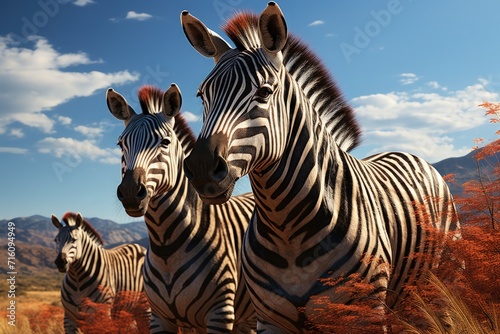 Zebras in the African grasslands © Mahenz