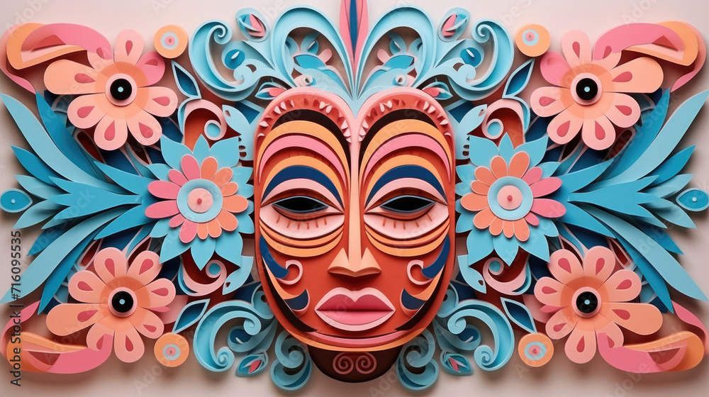 Naklejka premium Goroka Show - Papua New Guinea made in paper cut craft