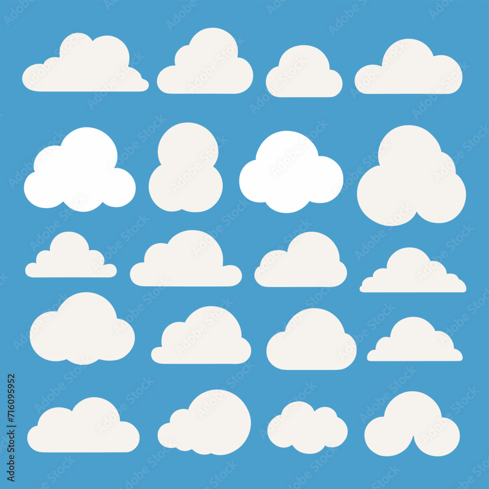 Cloud drawing doodles set cloud icons collection