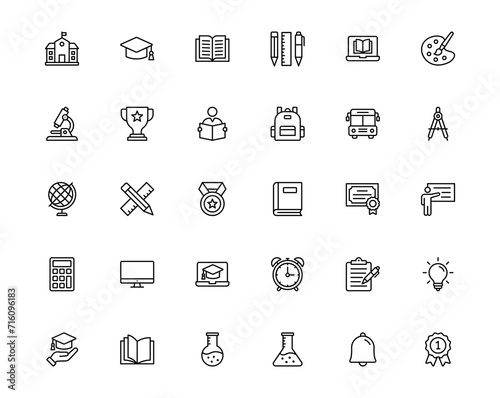 Education icon set in line style. Learning icon vector