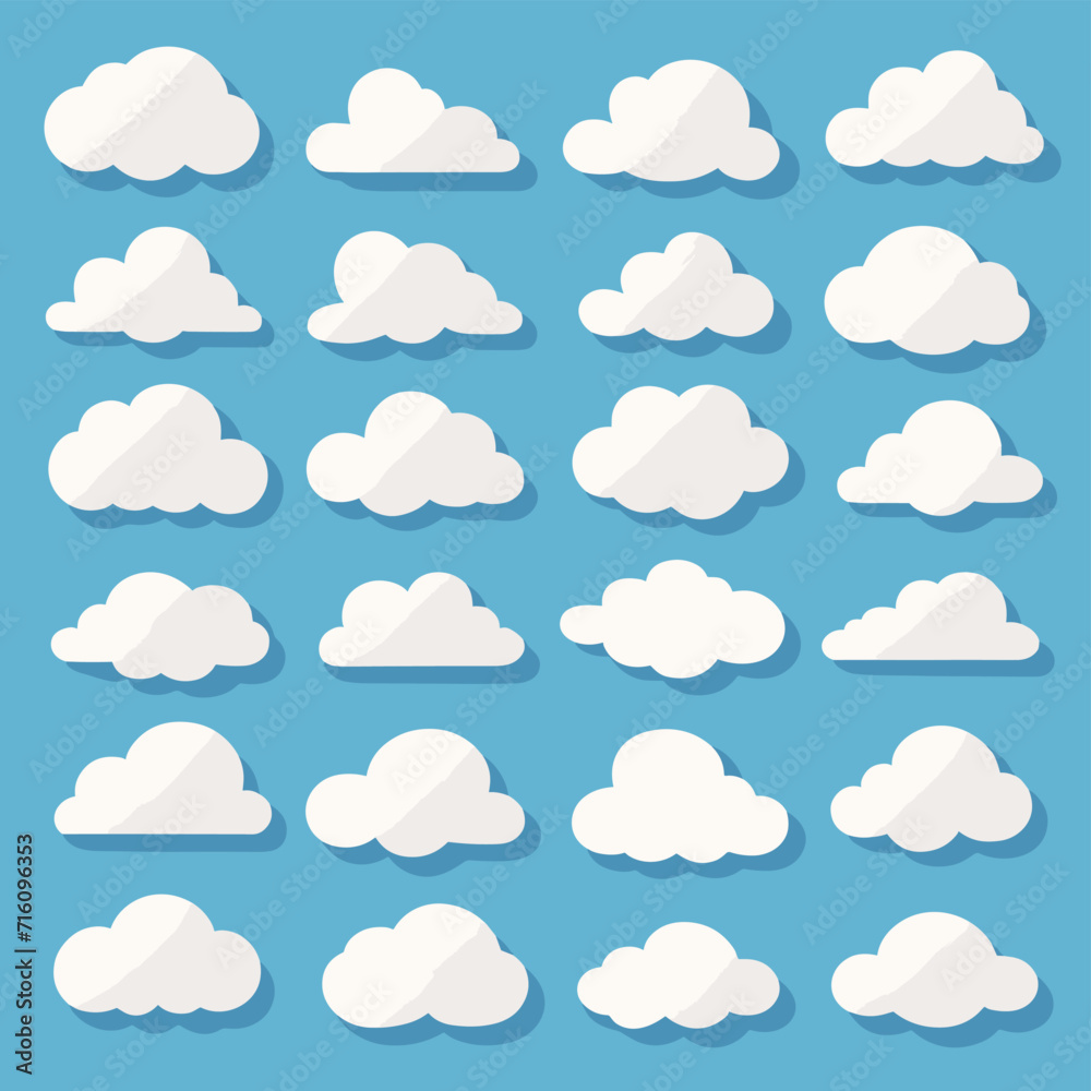 Cloud drawing doodles set cloud icons collection