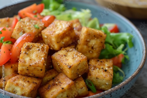 Healthy vegan and vegetarian tofu with a crispy salt and pepper coating
