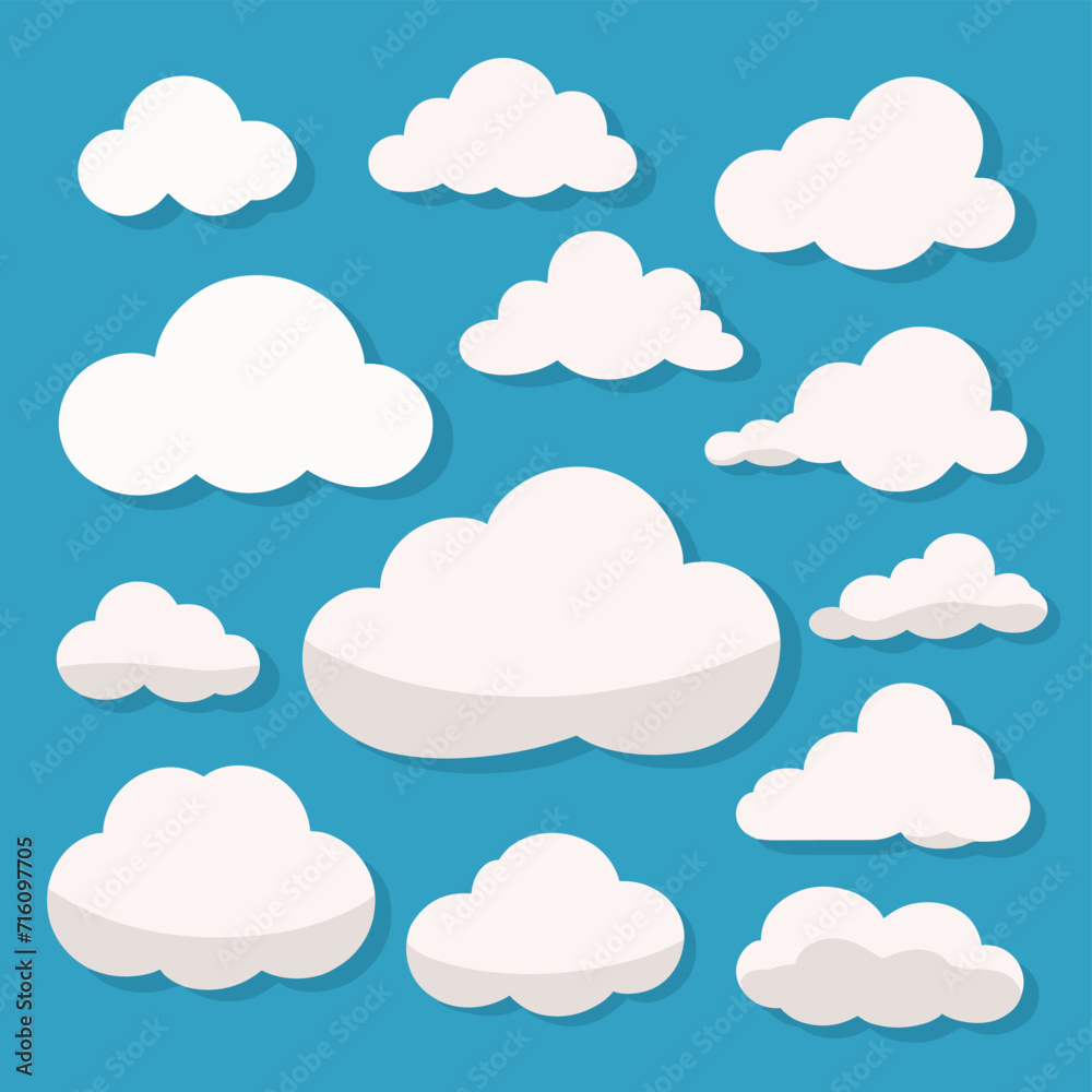 Cloud drawing doodles set cloud icons collection