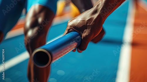 Athlete passing Baton in Relay Race Run