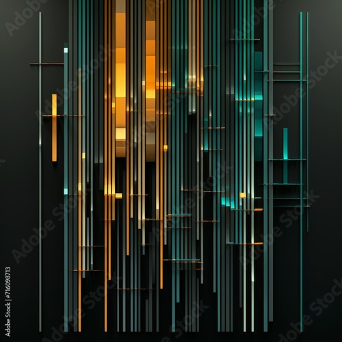 Abstract illustration featuring colorful columns in blue, orange and gray
