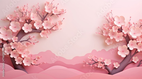 Hanami (Cherry Blossom Festival) - Japan made in paper cut craft photo
