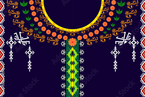 Ethnic neck geometric embroidery pattern. Native Aztec oriental traditional design for fabric, texture, ornament, decorative, neckline, necklace, print, illustration, necktie