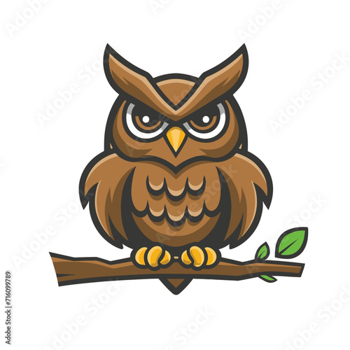 owl mascot flat vector logo