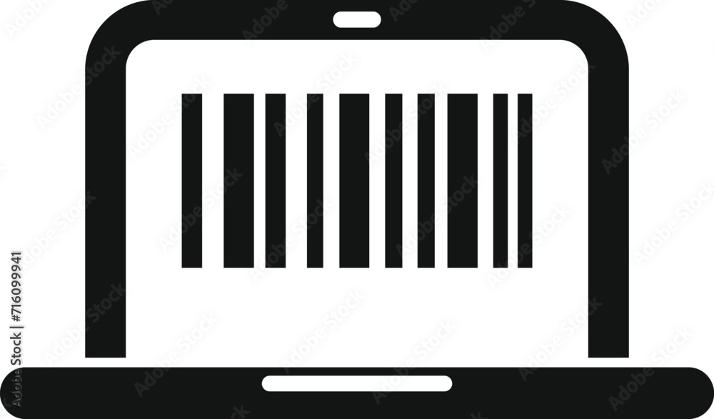 Scan laptop bar code icon simple vector. City id sign. Hold symbol bar Scan laptop bar code icon simple vector. City id sign. Hold symbol bar