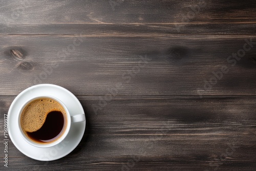 Coffee cup from above on gray surface