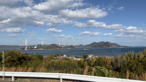 四国と本州を結ぶ「しまなみ海道（来島海峡大橋）」 in 愛媛県 四国地方 Japan