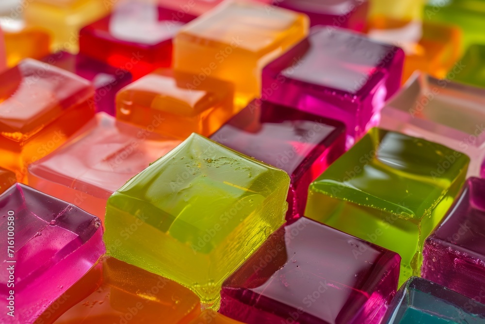 Fruit jelly mosaic made with multicolored gelatin Fruit jelly mosaic made with multicolored gelatin